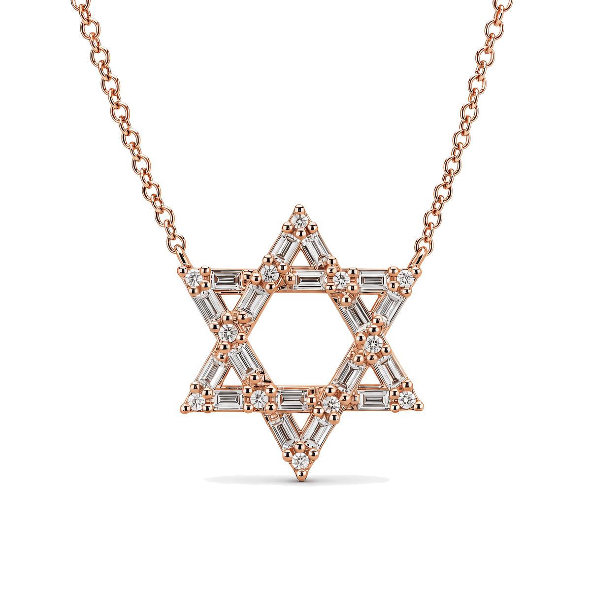 Izakov Fine Jewelry Necklaces Baguette Diamond Star of David Necklace - 14k Yellow, White or Rose Gold