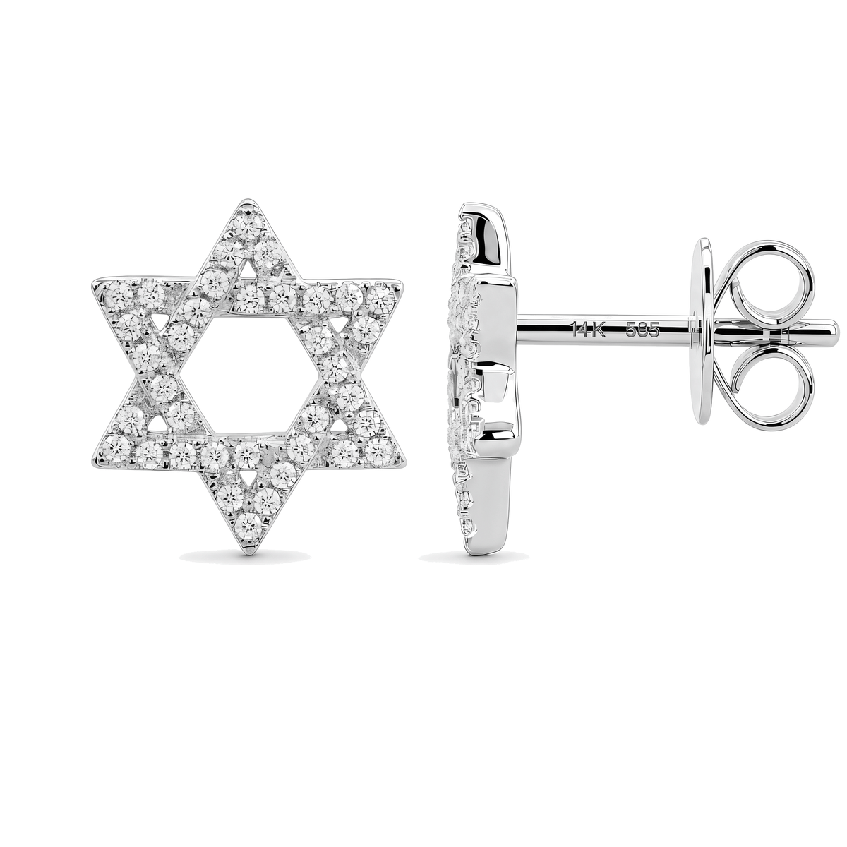 Izakov Fine Jewelry Earrings Micro Pavé Diamond Star of David Earrings - 14k Yellow, White or Rose Gold