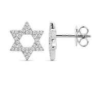 Izakov Fine Jewelry Earrings Micro Pavé Diamond Star of David Earrings - 14k Yellow, White or Rose Gold