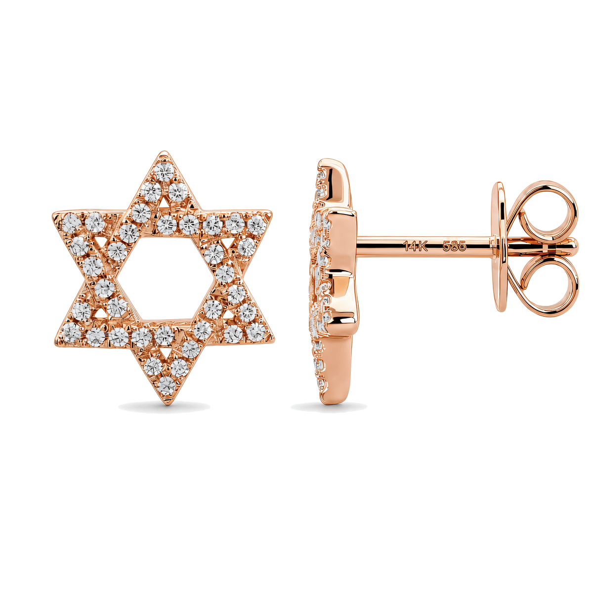 Izakov Fine Jewelry Earrings Micro Pavé Diamond Star of David Earrings - 14k Yellow, White or Rose Gold