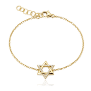Izakov Fine Jewelry Bracelets Half Pavé Diamond Star of David Bracelet - 14k Yellow, White or Rose Gold