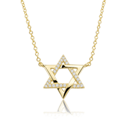 Izakov Fine Jewelry Necklaces Half Pavé Diamond Star of David Necklace - 14k Yellow, White or Rose Gold