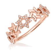 Izakov Fine Jewelry Rings Stars of David Diamond Ring - 14k Yellow, White or Rose Gold