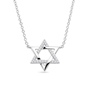Izakov Fine Jewelry Necklaces Half Pavé Diamond Star of David Necklace - 14k Yellow, White or Rose Gold