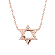 Izakov Fine Jewelry Necklaces Half Pavé Diamond Star of David Necklace - 14k Yellow, White or Rose Gold