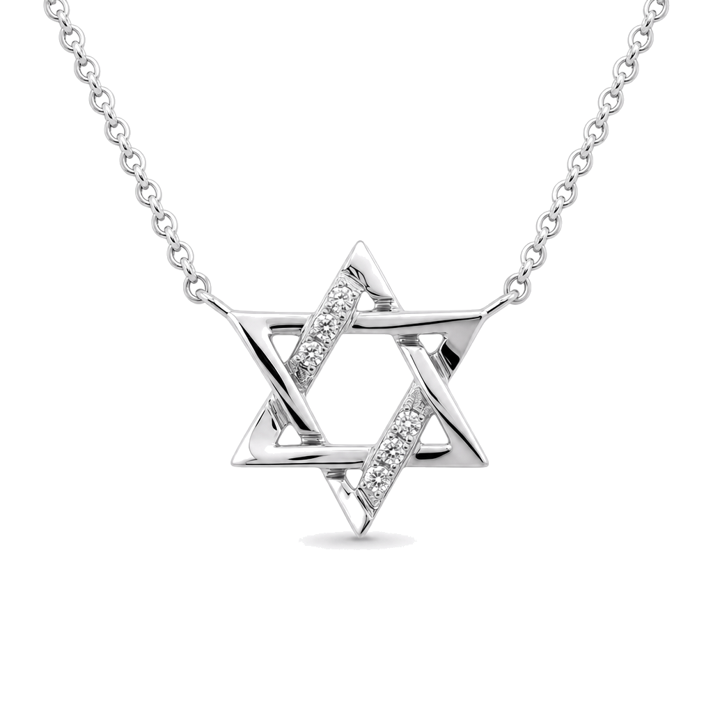 Izakov Fine Jewelry Necklaces Small Diamond Accented Star of David Necklace - 14k Yellow, White or Rose Gold