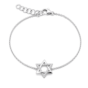 Izakov Fine Jewelry Bracelets Half Pavé Diamond Star of David Bracelet - 14k Yellow, White or Rose Gold