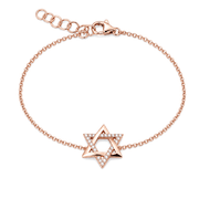 Izakov Fine Jewelry Bracelets Half Pavé Diamond Star of David Bracelet - 14k Yellow, White or Rose Gold