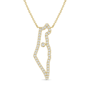 Izakov Fine Jewelry Necklaces Diamond Outline Land of Israel Necklace - 14k Yellow, White or Rose Gold