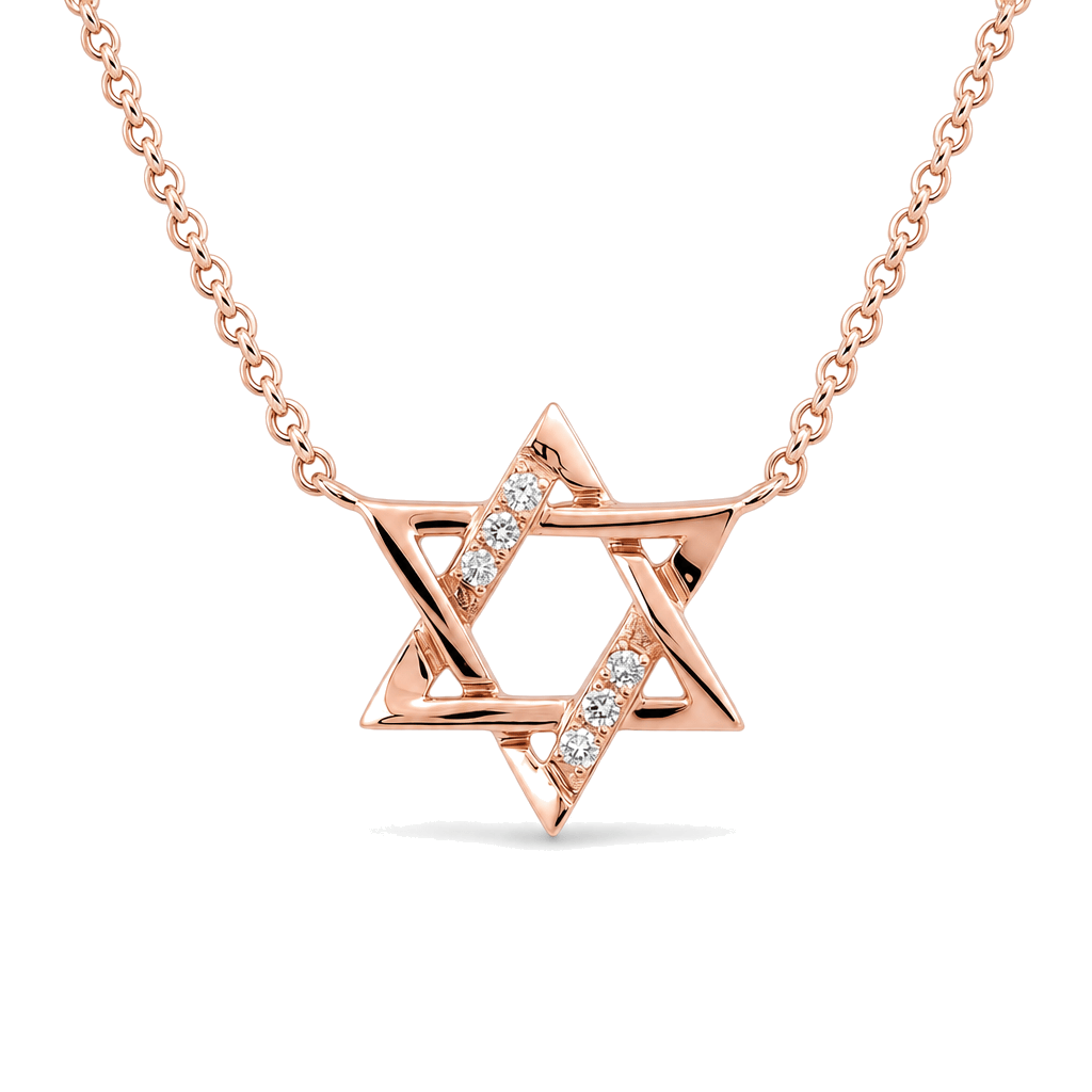 Izakov Fine Jewelry Necklaces Small Diamond Accented Star of David Necklace - 14k Yellow, White or Rose Gold