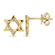Izakov Fine Jewelry Earrings Diamond Accented Star of David Earrings - 14k Yellow or White Gold