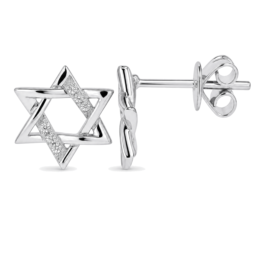 Izakov Fine Jewelry Earrings Diamond Accented Star of David Earrings - 14k Yellow or White Gold