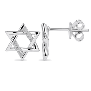 Izakov Fine Jewelry Earrings Diamond Accented Star of David Earrings - 14k Yellow or White Gold