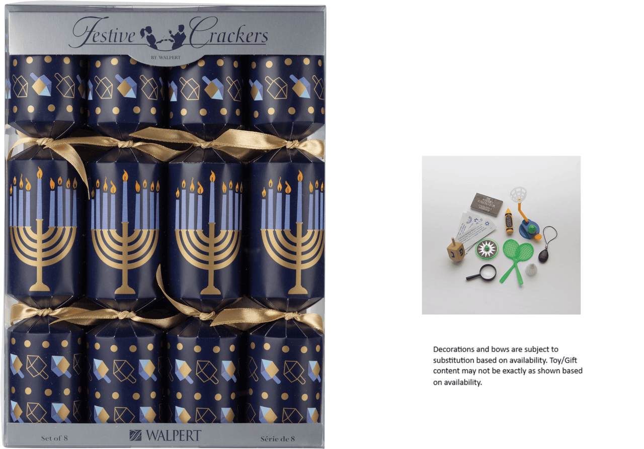 Silver Tree Home & Holiday - Hanukkah Party Crackers with Dreidels and Menorahs - Set of 8 - ModernTribe