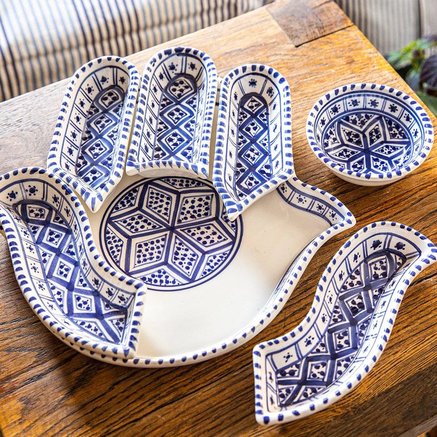 Kamsah - Mezze Blue Hamsa Dipping and Serving Set - ModernTribe