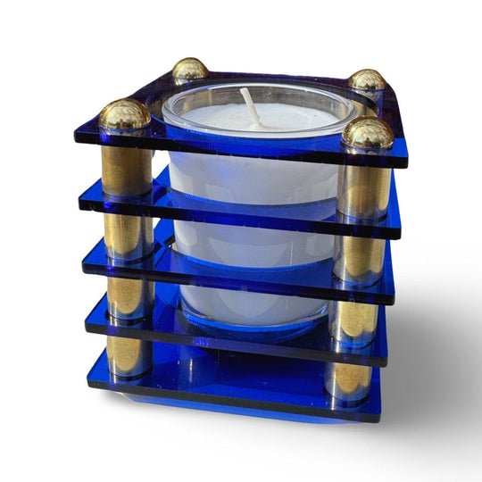 Layered Yahrzeit Candle Holder by Joy Stember - Cobalt Blue