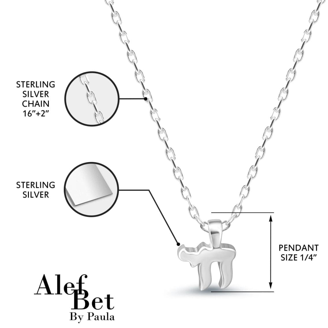 Alef Bet Necklaces Sterling Silver Tiny Chai Necklace - Sterling Silver