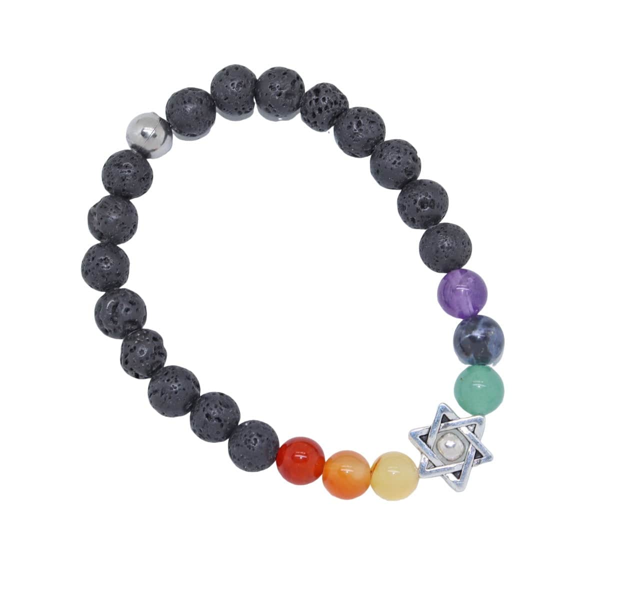 My Tribe by Sea Ranch Jewelry - Rainbow Star of David Lava Stone Bracelet - 7" or 8" - ModernTribe