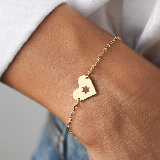 Gold Israel at Heart Bracelet - 20% of Proceeds Donated