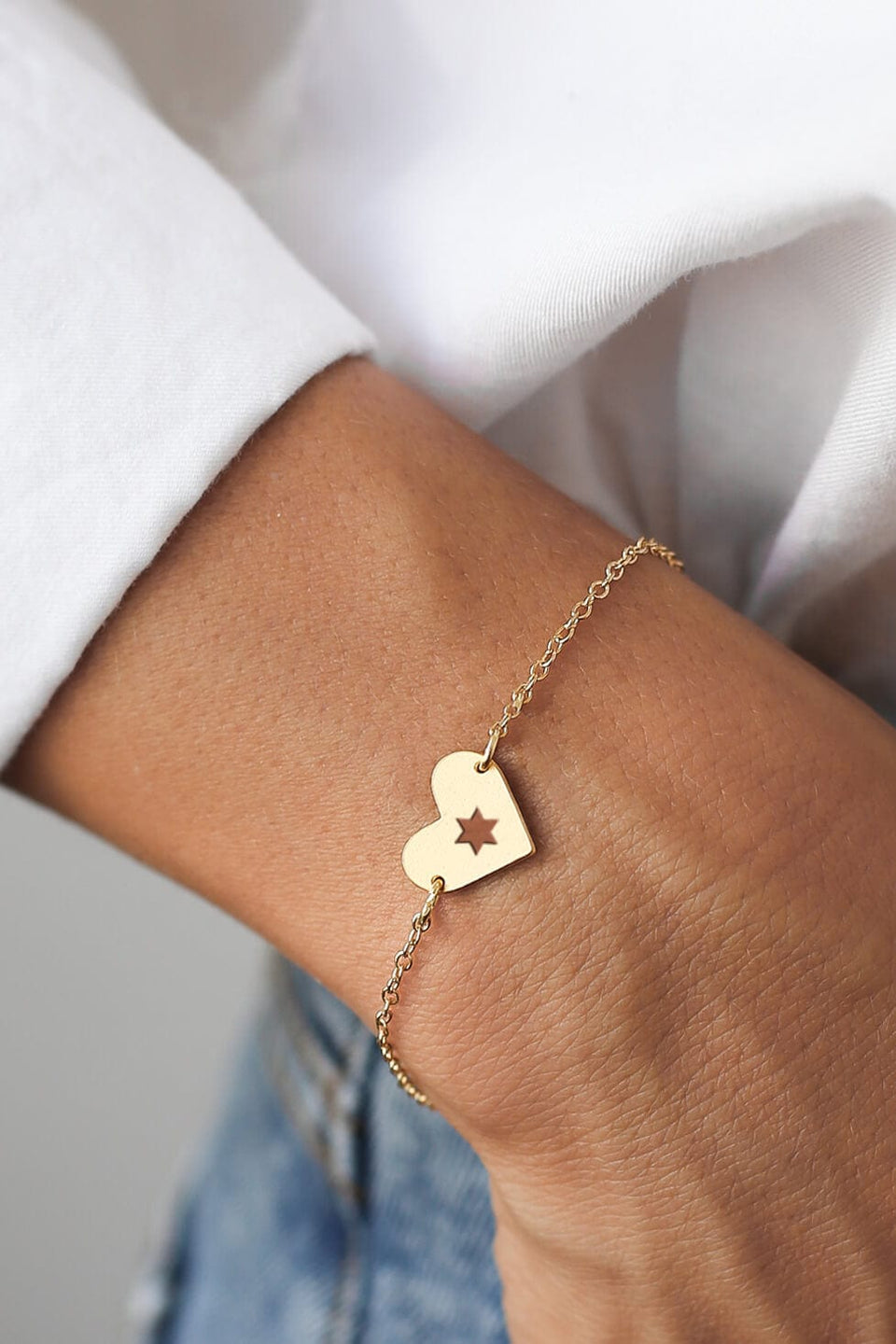 Shlomit Ofir - Gold Israel at Heart Bracelet - 20% of Proceeds Donated - ModernTribe
