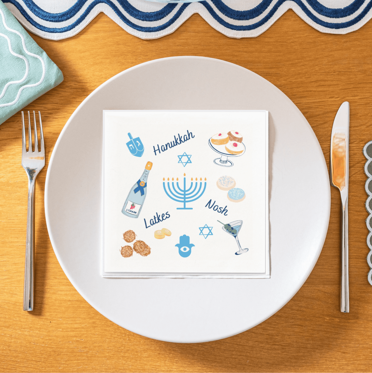 The Nosh Table - ModernTribe x The Nosh Table Hanukkah Napkins - Set of 20 - ModernTribe