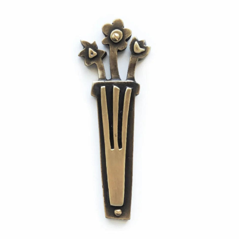 Emily Rosenfeld - Brass Flower Mezuzah by Emily Rosenfeld - ModernTribe