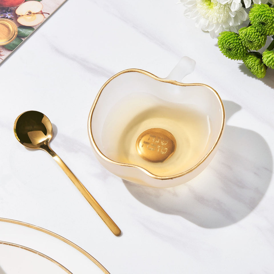 Rite Lite - Apple-Shaped Frosted Glass Honey Dish and Spoon - ModernTribe