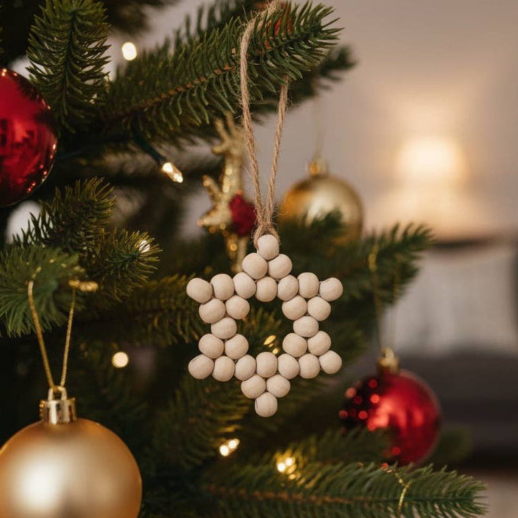 Handmade By Uruba - Handmade Wooden Bead Star of David Ornament - ModernTribe