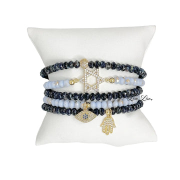 Love, Lisa Bracelets Harper Star of David Protection Stack of Crystal Bracelets