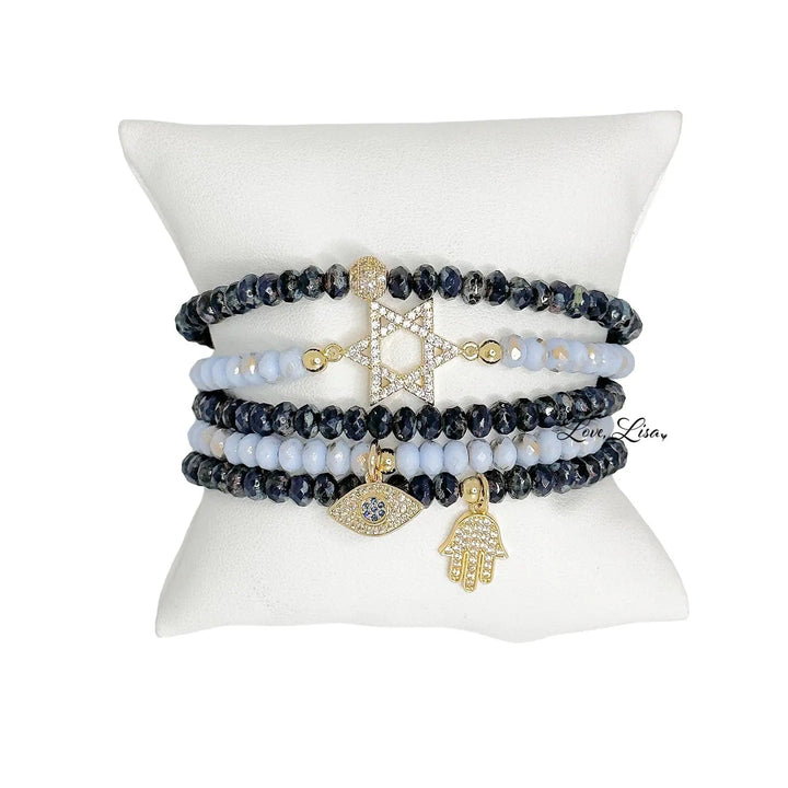 Love, Lisa Bracelets Harper Star of David Protection Stack of Crystal Bracelets