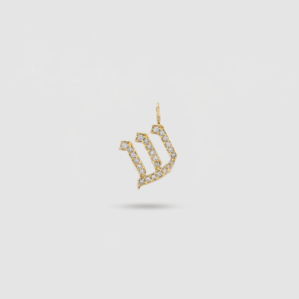 HOTCROWN - One or Two Letter Diamond Hebrew Initial Necklace - 14k Yellow, Rose or White Gold - ModernTribe