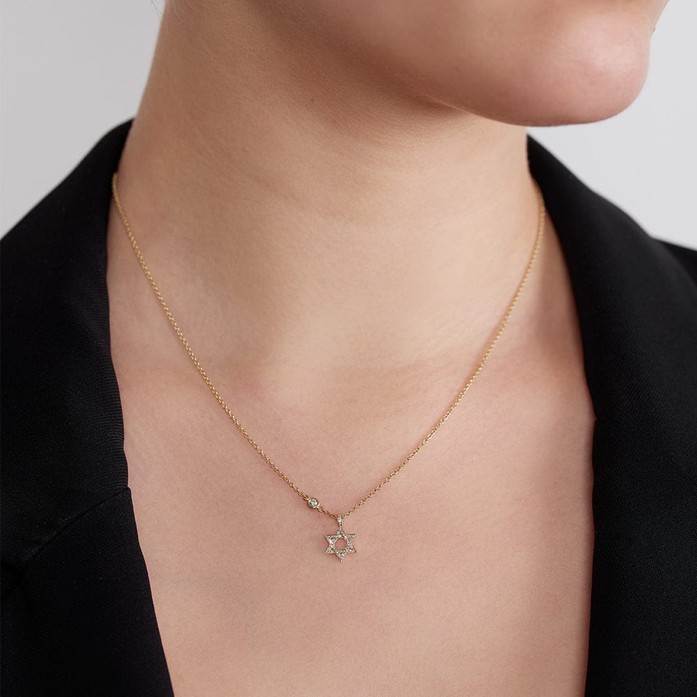 HOTCROWN - Small Star of David Necklace with White Diamonds - 14k Yellow, Rose or White Gold - ModernTribe