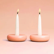 Tchotchke Judaica Candlesticks Coral Donut Candlesticks - Coral