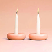 Tchotchke Judaica Candlesticks Donut Candlesticks - Coral