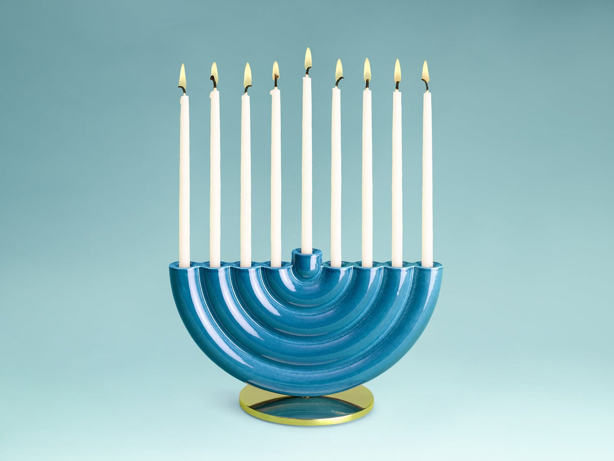 Tchotchke Judaica Menorah Peacock Rainbow Menorah