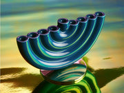Tchotchke Judaica Menorah Peacock Rainbow Menorah