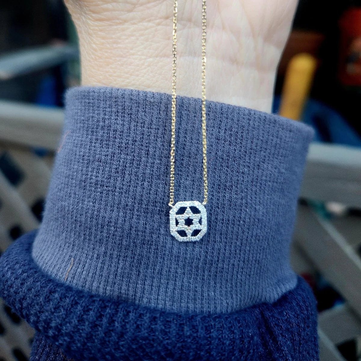 Alef Bet - Pave Diamond Star of David Necklace - 14k Yellow or White Gold - ModernTribe