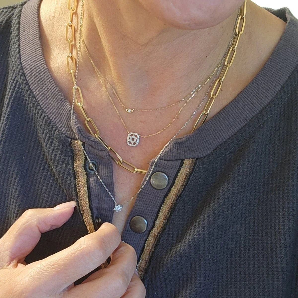 Alef Bet - Pave Diamond Star of David Necklace - 14k Yellow or White Gold - ModernTribe
