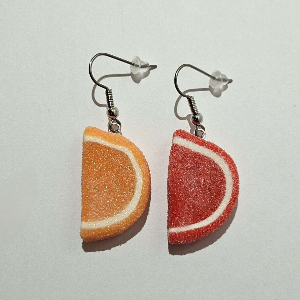 Marshmallow Twists - Passover Mismatch Jelly Fruit Slice Candy Earrings - ModernTribe