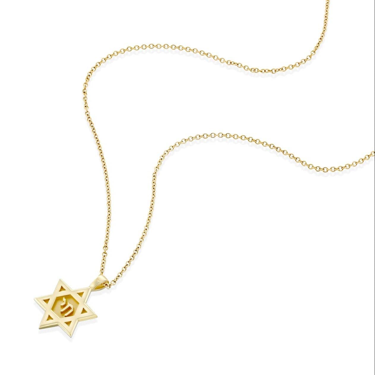 HOTCROWN - Chai Star of David Necklace - 14k Yellow, Rose or White Gold - ModernTribe