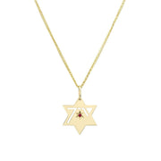 HOTCROWN - Heroism Star of David Necklace with a Ruby - 14k Yellow, Rose or White Gold - ModernTribe