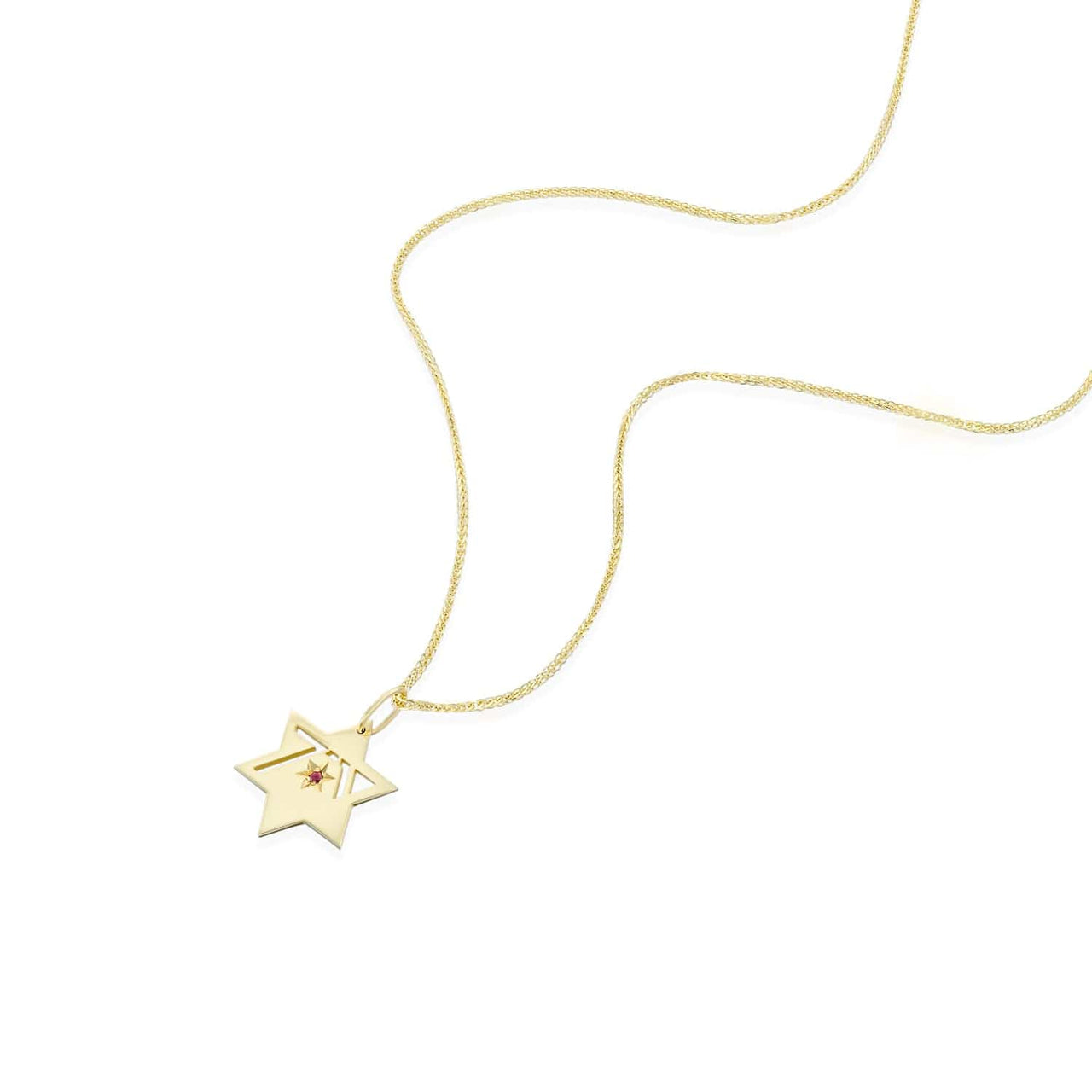 HOTCROWN - Heroism Star of David Necklace with a Ruby - 14k Yellow, Rose or White Gold - ModernTribe