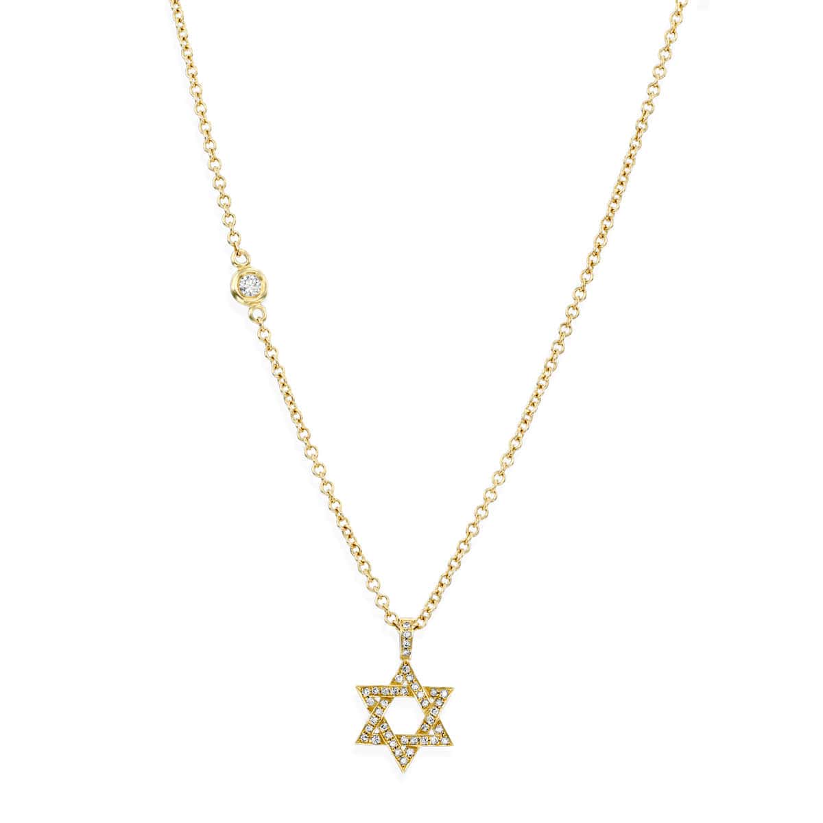 HOTCROWN - Small Star of David Necklace with White Diamonds - 14k Yellow, Rose or White Gold - ModernTribe