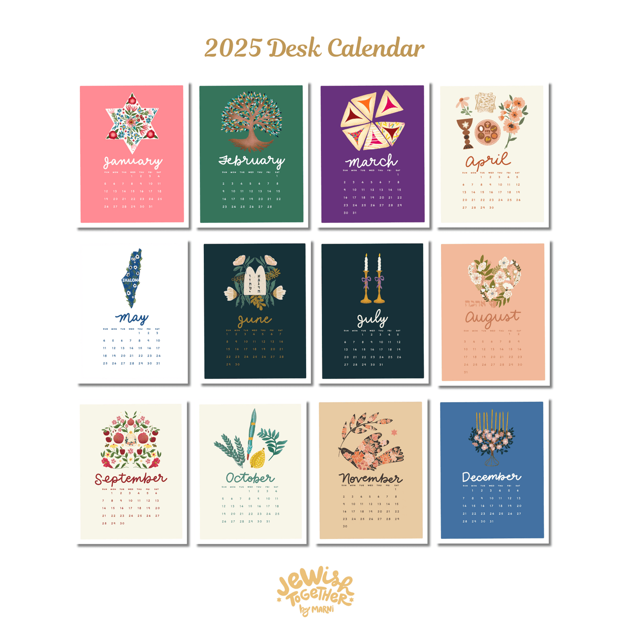 Jewish Together - Jewish Together 2025 Desk Calendar with Stand - ModernTribe