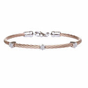 Alef Bet Bracelets Rose Gold Diamond Star of David Stacking Cable Bracelet - (Choice of Colors)