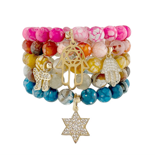 Scarlett Gemstone L’Chaim Bracelet Stack - Rainbow