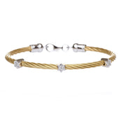 Alef Bet Bracelets Yellow Gold Diamond Star of David Stacking Cable Bracelet - (Choice of Colors)