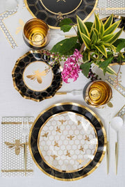 Sophistiplate Dining Plates Honeybee Wavy Paper Appetizer and Dessert Bowls - Set of 8