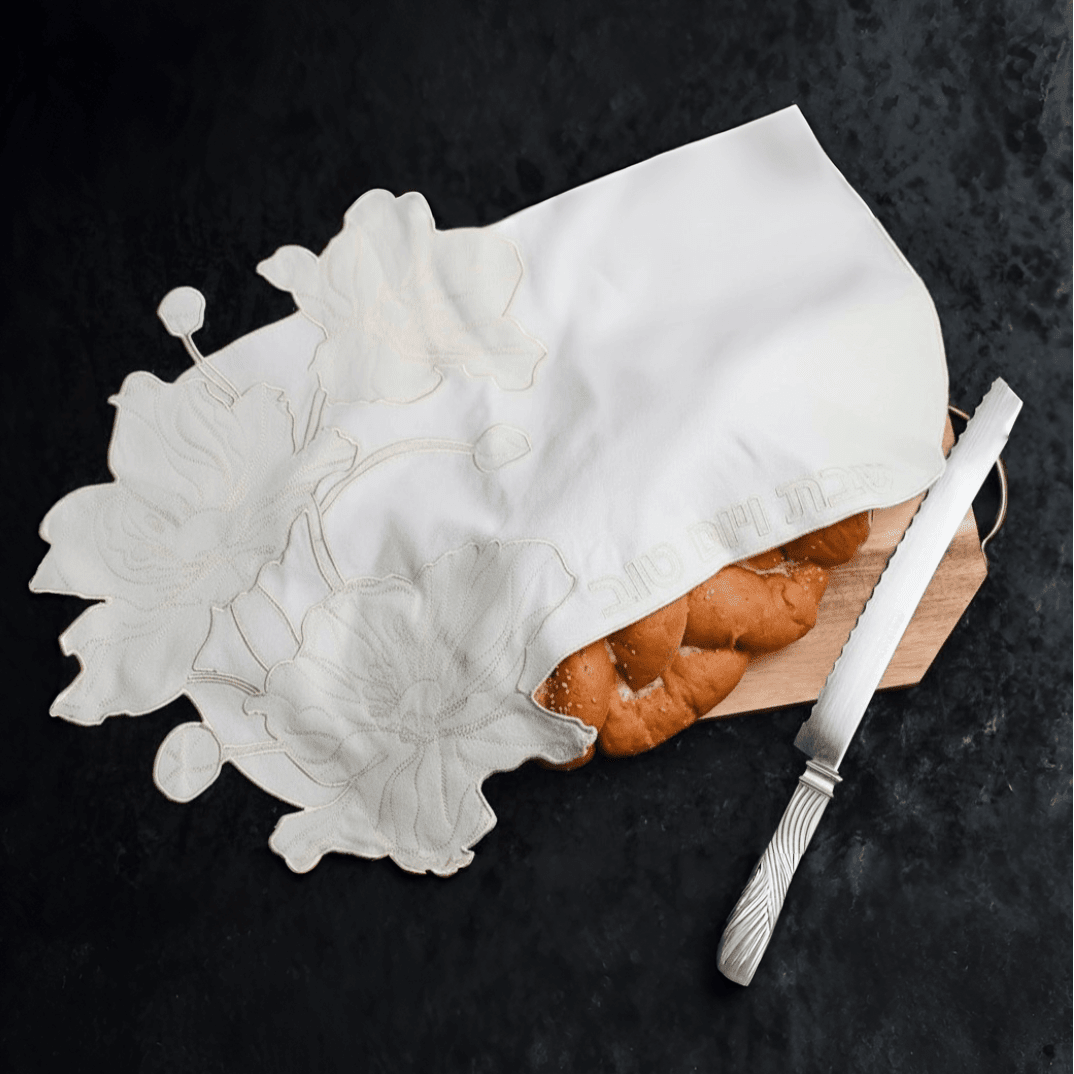 Allison Pearl Design - Ivory Flower Embroidered Challah Cover - ModernTribe