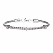 Alef Bet Bracelets Silver Diamond Star of David Stacking Cable Bracelet - (Choice of Colors)